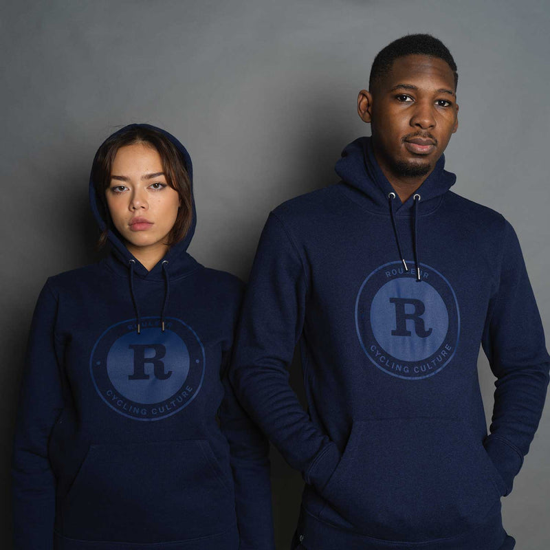 Rouleur Logo - Organic Hooded Sweatshirt - Unisex - Heather Blue