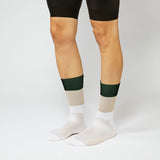 Fingerscrossed Socks - Block - Sand/White/Forest Green