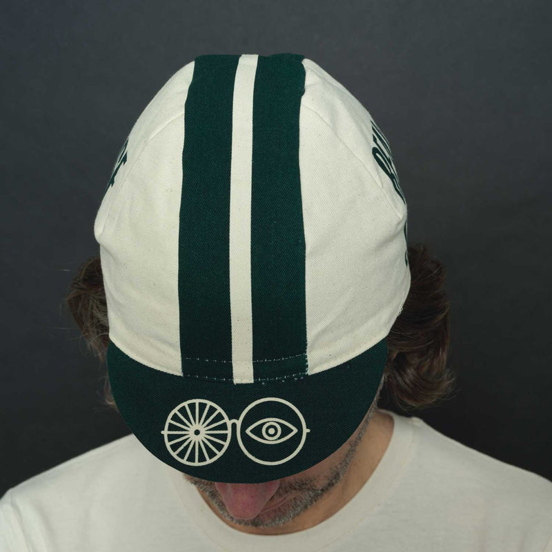 Rouleur Ride Fast, Read Slow Cycling Cap - Off White + Green