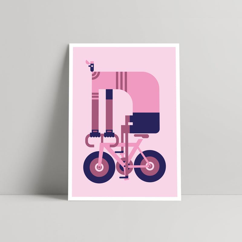 Pink Cyclist - Art print - Mick Marston