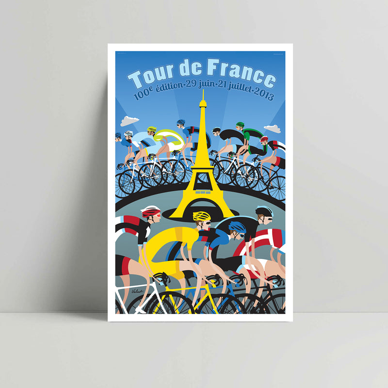 TDF Eiffel Tower - Cycling Art print - Michael Valenti